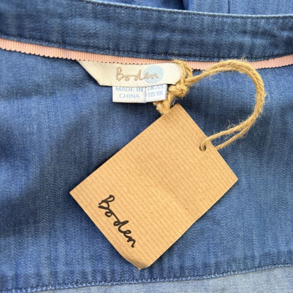 Boden Womens Denim Dress Button Down Flare Skirt Size 18 Long NWT Summer Casual - Picture 5 of 9